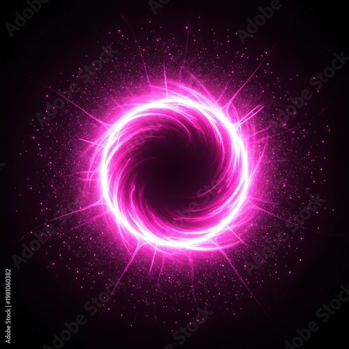 Abstract Glowing Energy Vortex in Dark Space.