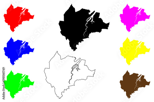 Belfast city (United Kingdom of Great Britain and Northern Ireland, UK, Northern Ireland) map vector illustration, scribble sketch Béal Feirste or Bilfawst map