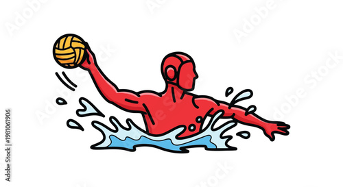 Dynamic water polo player diving for the ball in action