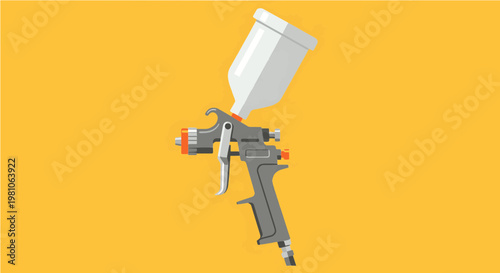 Professional Paint Spray Gun Vector Illustration, Industrial Equipment for Automotive Painting

