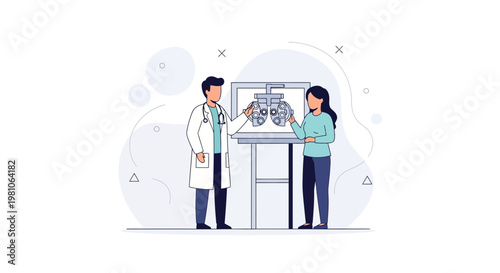 Ophthalmologist Explains Eye Exam Results to Patient with Vision Chart