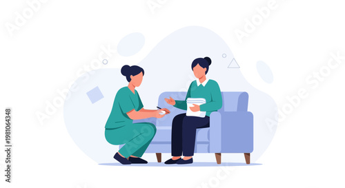 Nurse Helping Patient with Medication, Healthcare Consultation, Doctor Visit
