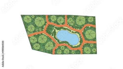 CAD 2D Park Landscape Design Aerial View