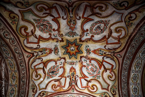 Richly decorated exterior of the Rila monastery, Rila mountains in Bulgaria - Europe