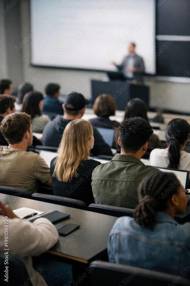 Obraz premium Students attending lecture attentively.