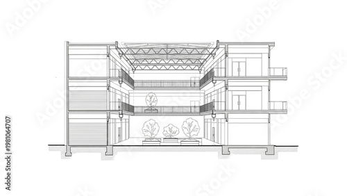 Building Cross-Section CAD Design and Technical Drawing