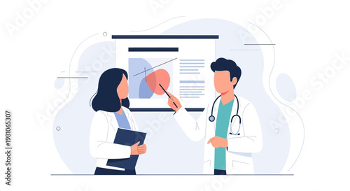 Doctors Discussing Medical Presentation on Whiteboard