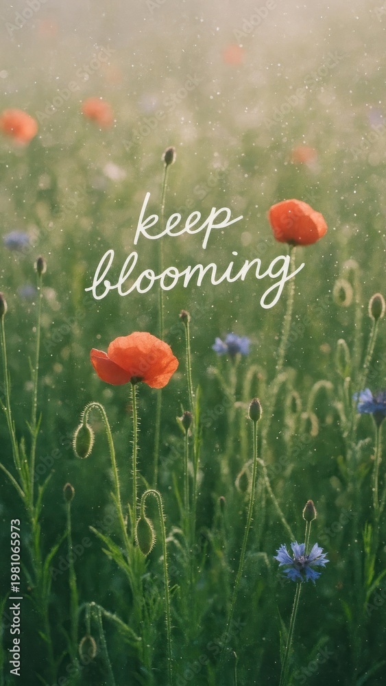 Fototapeta premium Vibrant poppies inspire growth mobile wallpaper