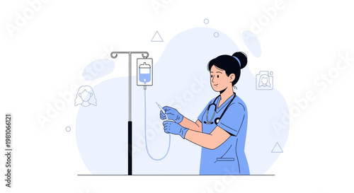 Nurse Preparing IV Drip Infusion