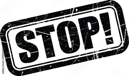 Grungy stop sign stamp with scratches and marks on surface  closeup Vector Illustration