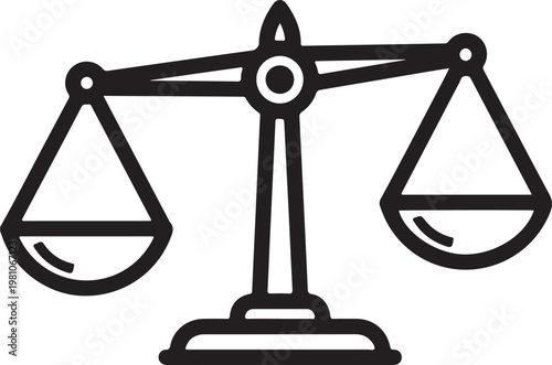 Justice Scale Icon Balance Law Symbol Minimal Black Line Vector Illustration Isolated on White Background