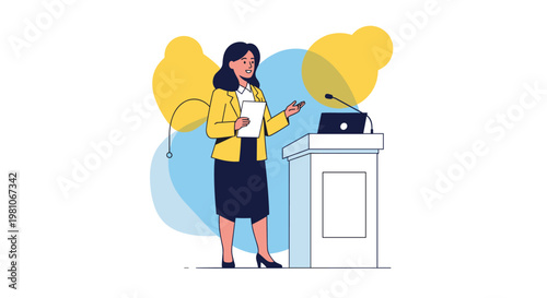 Angry boss in a formal suit shouting at a stressed businesswoman sitting at her desk with large piles of unfinished paperwork.