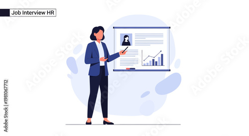 HR Manager Presenting Candidate Profile and Growth Chart in Job Interview