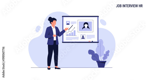 HR manager presenting candidate profile during job interview with analytics