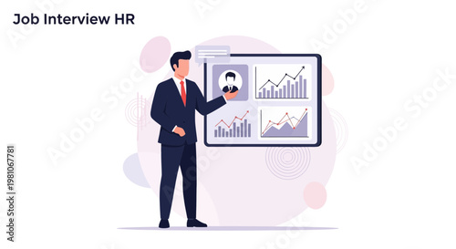 HR Manager Presents Job Candidate Performance Data on Screen