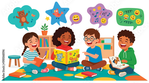 Children sitting on floor playing.