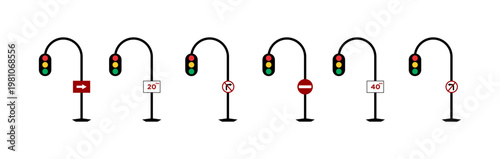 Traffic Light with No Right Turn Sign