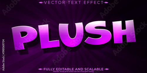 Editable text effect plush, 3d toy and fluffy font style