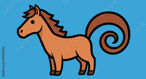 Brown Horse Cartoon Animal Illustration.