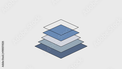 Abstract blue layers for data hierarchy – Suitable for information technology, platform development, or systematic expansion.