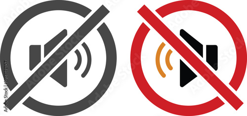 Speaker and sound icon set including volume up, down, mute and audio wave symbols in red, yellow and gray styles isolated on white background, ideal for media and UI design.