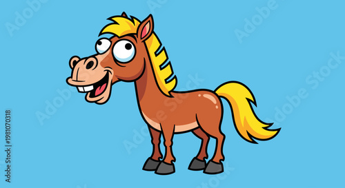 Cartoon horse with yellow mane.