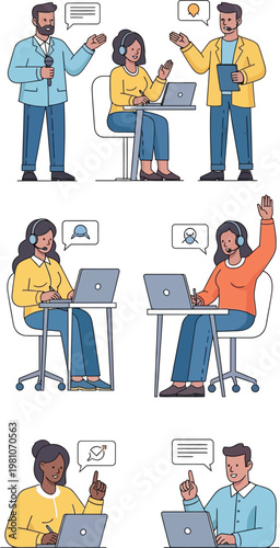 Call center staff handle support requests.