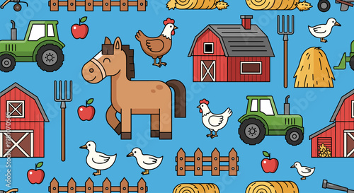 Brown Horse Standing on Farm Field.