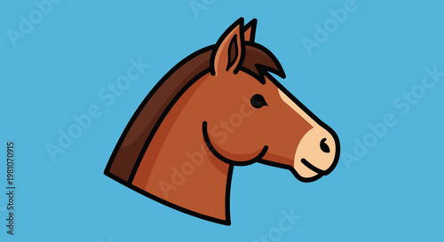 Brown Horse Head Cartoon Illustration.