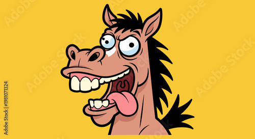 Cartoon horse with open mouth.