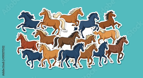 Collection of horses in various colors.