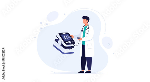 Doctor with Pulse Oximeter and Oxygen Monitor
