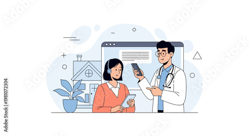 Doctor consulting patient online via video call, telehealth and telemedicine concept