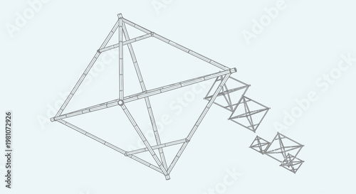 Geometric shapes metal structure model.