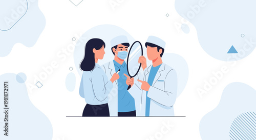 Doctors Consult Patient With Mirror, Discussing Medical Treatment