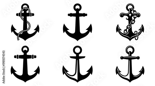 anchor silhouette vector set