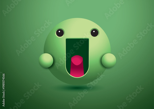 Green monster character with open mouth.