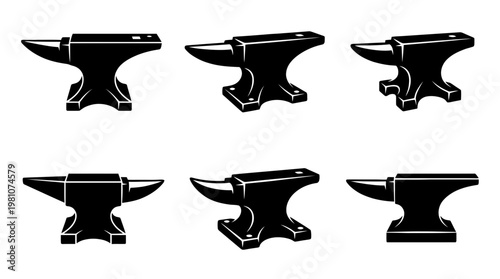 anvil silhouette vector set