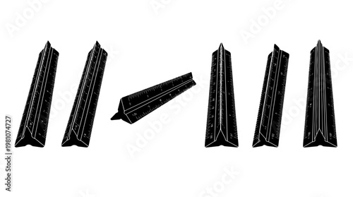 architect scale silhouette vector set