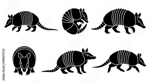 armadillo silhouette vector set
