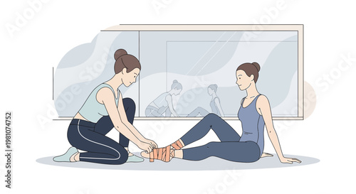 Physical therapist assisting patient with ankle injury rehabilitation in a modern studio