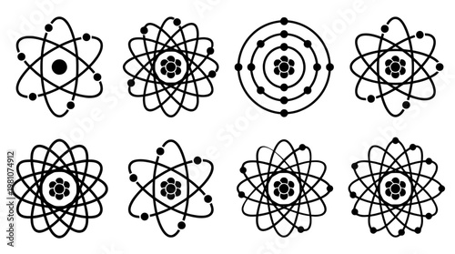 atom model silhouette vector set