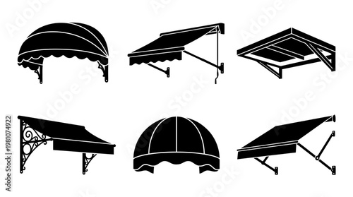 awning silhouette vector set