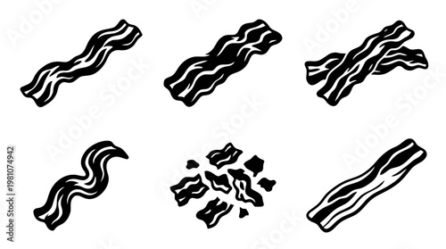 bacon silhouette vector set
