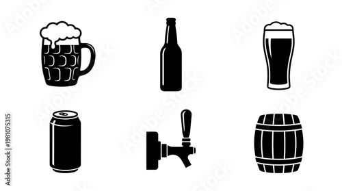 beer silhouette vector set