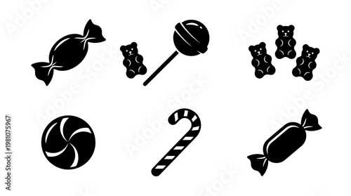 candy silhouette vector set