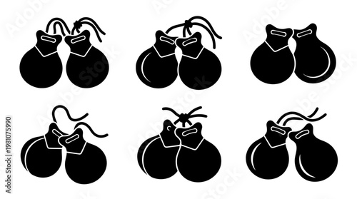 castanets silhouette vector set