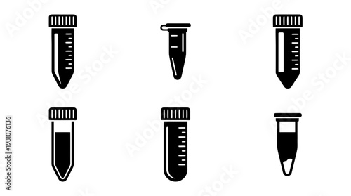 centrifuge tube silhouette vector set