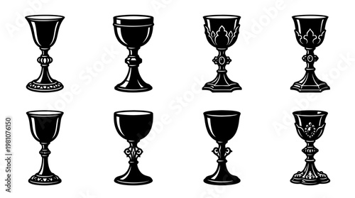 chalice silhouette vector set