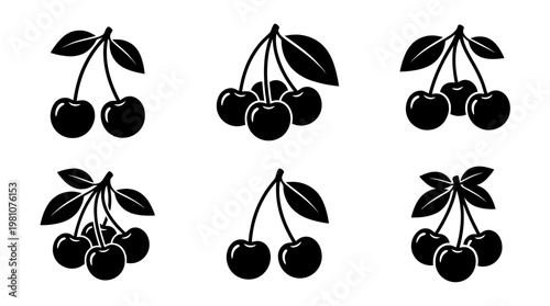 cherry silhouette vector set